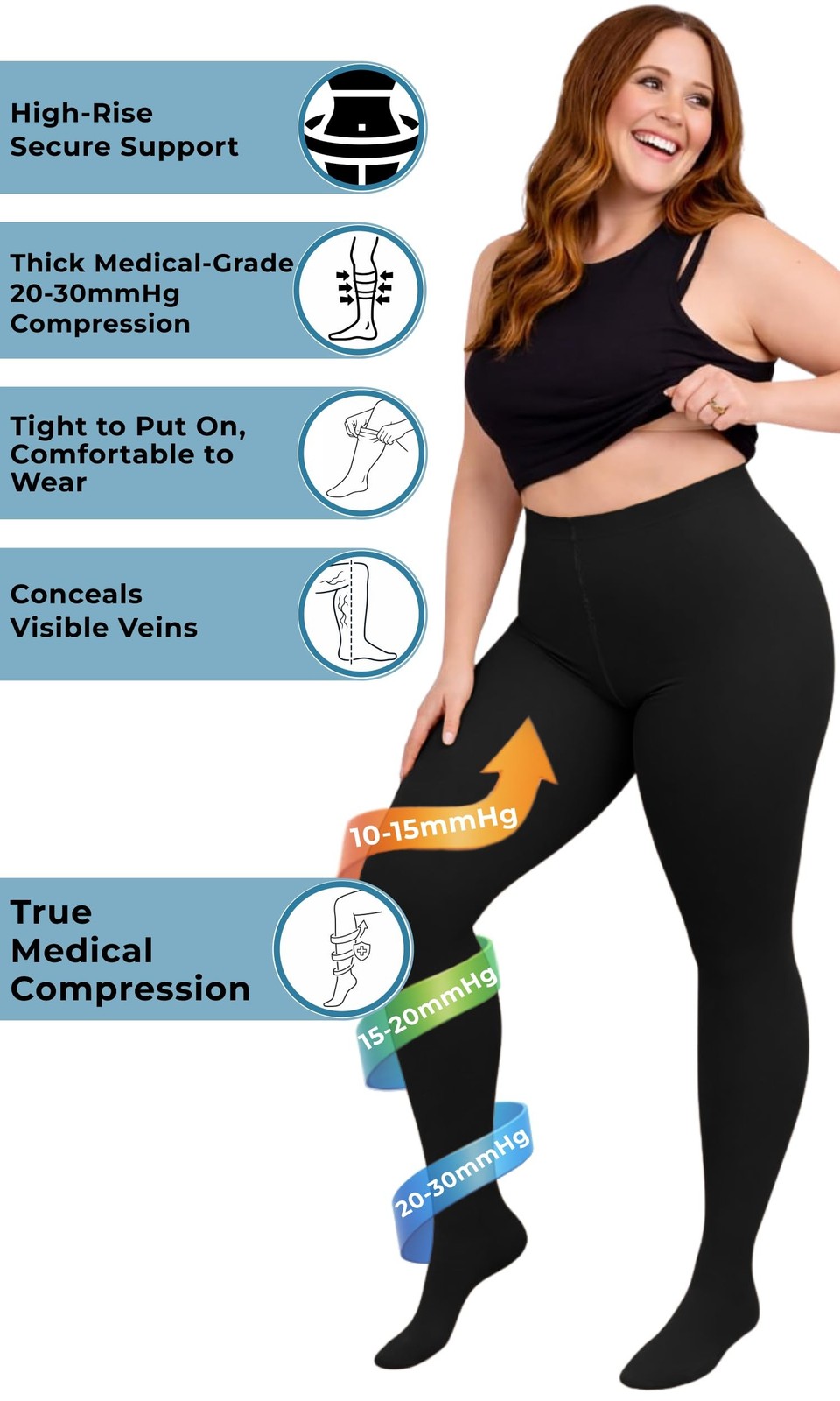 Compression Pantyhose for Women 20-30mmHg – Varicose Veins and Swelling – A204