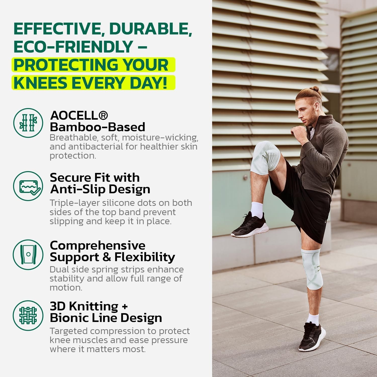 Compression Knee Brace (2pc) for Women & Men – Size Medium – Knee Sleeve Support