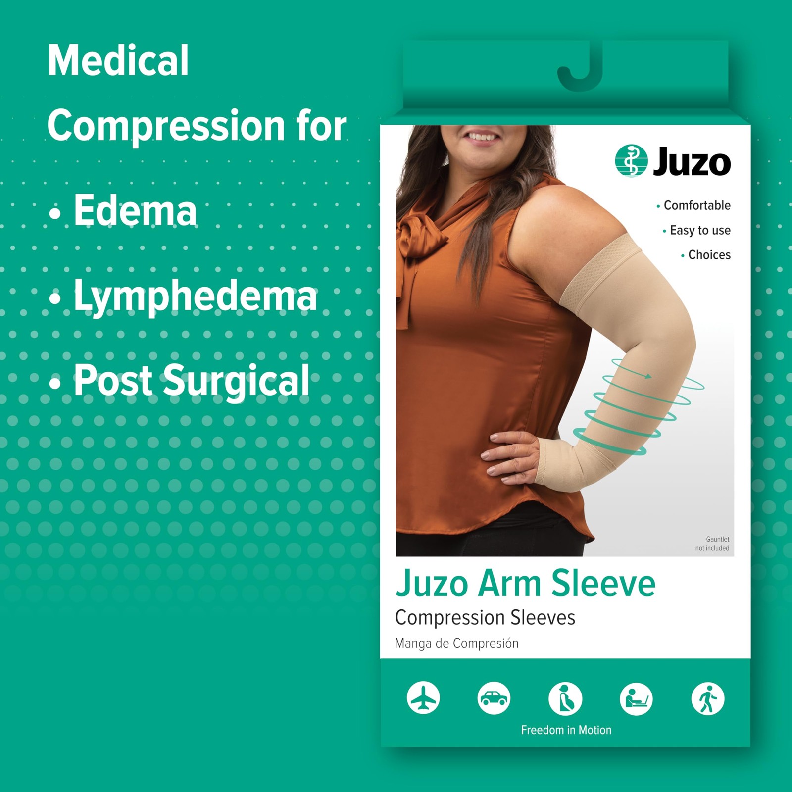 Soft 2002, Compression Armsleeve with Silicone Top Band, 30-40 mmHg, Max, Lon…