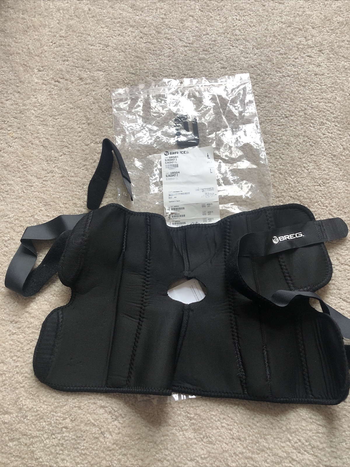 Breg Medical Sling Slingshot 2 Black Shoulder Arm Brace Size L