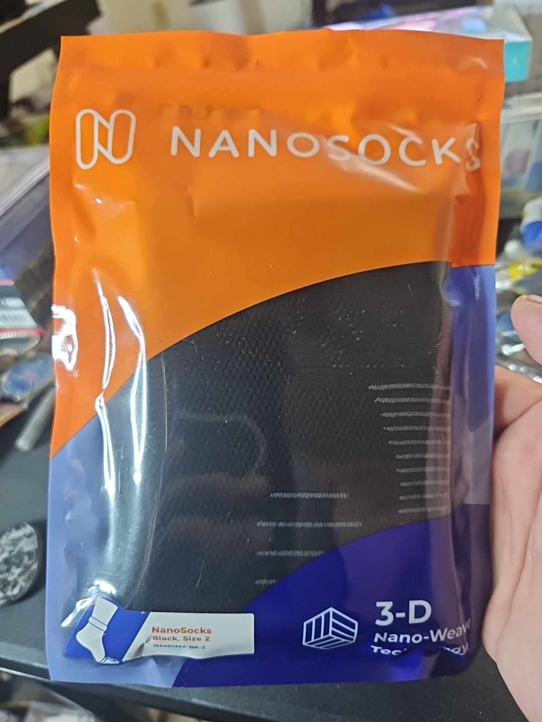 Nanosocks 3D Nano-Weave Technology Nanomx-BLACK Size 2