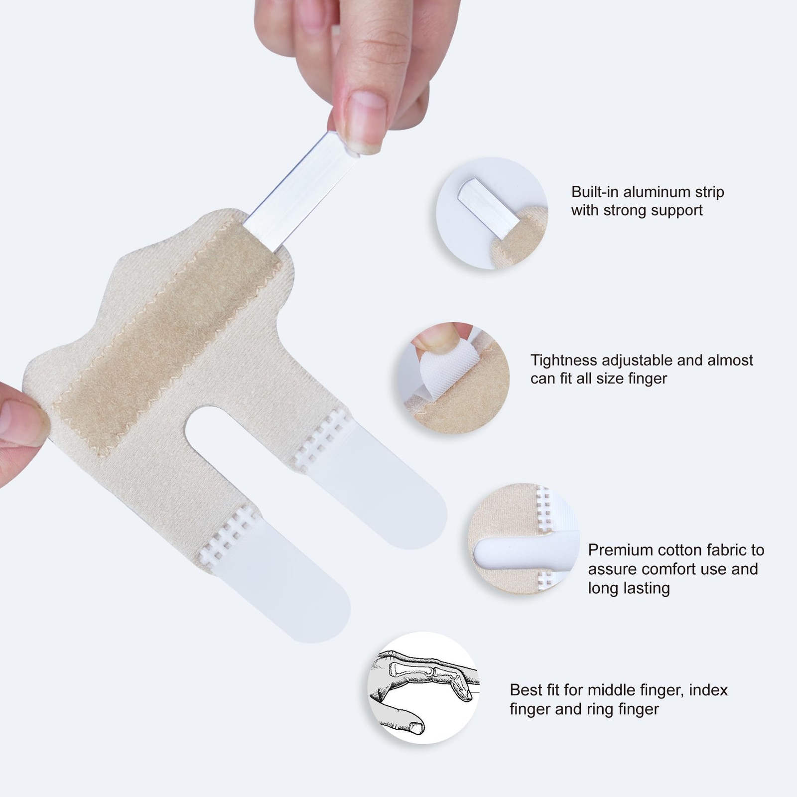 Oval Finger Splint 8 pcs and Trigger Finger Splints 2 pcs for Arthritis