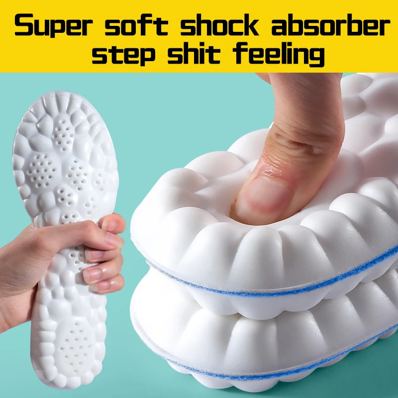 4D Cloud Technology Sports Insoles for Shoes PU Sole Soft Breathable Shock Absor