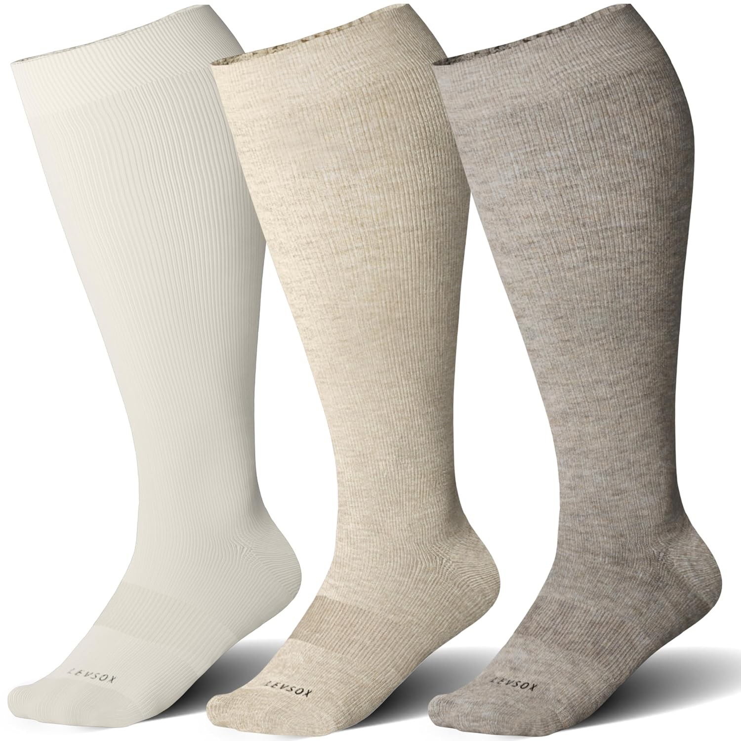 Wide Calf Compression Socks for Men & Women Plus Size 3X-Large 20mmHg Knee High