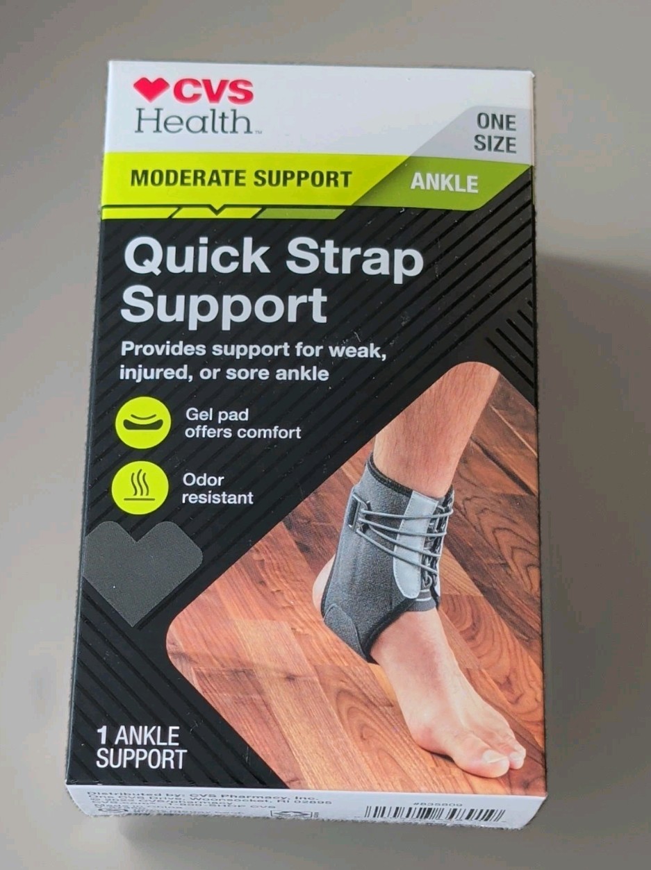 CVS Health Quick Strap Support Ankle Brace, Adjustable Odor Resistant, One Size