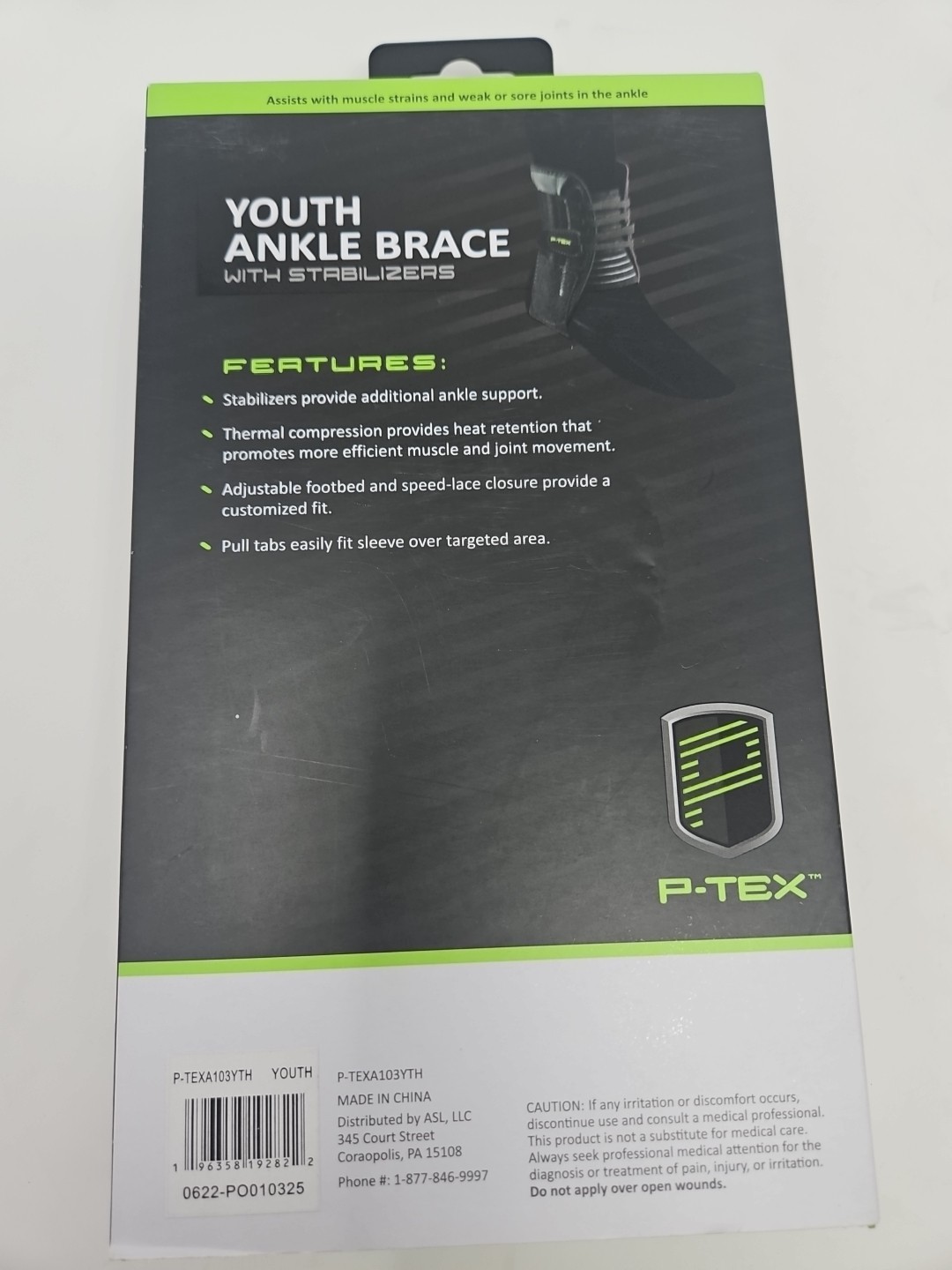 P-Tex YOUTH SIZE Ankle Brace Supportive Stabilizers Thermal Compression Lace NEW