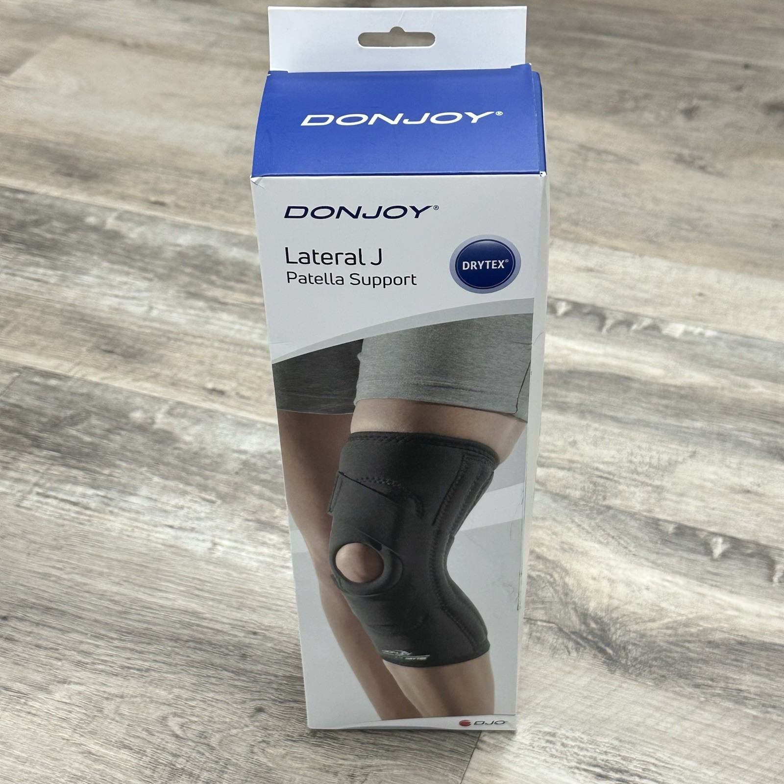 DonJoy Lateral J Patella Knee Support Brace w/ Hinge: Drytex, Right Leg, MEDIUM