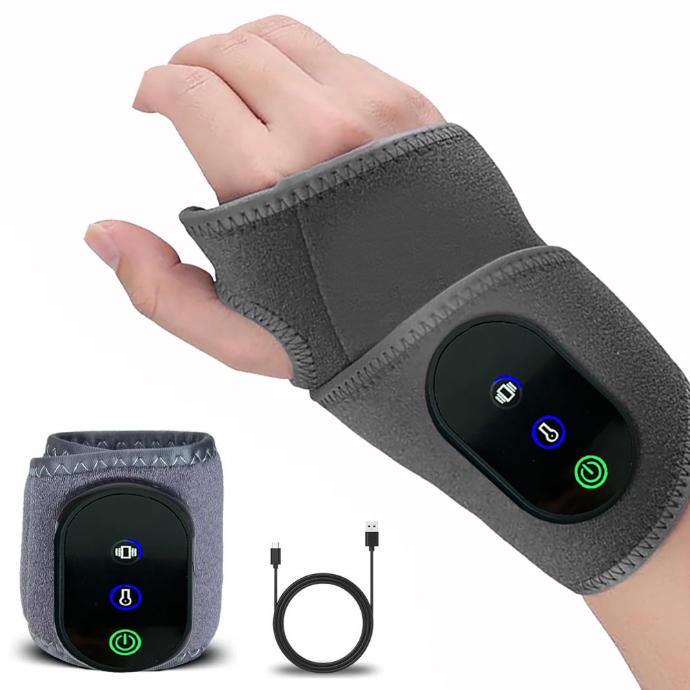 Rechargeable Heated Wrist Vibration Massage Wristband Relieve Hand Pain Work Use