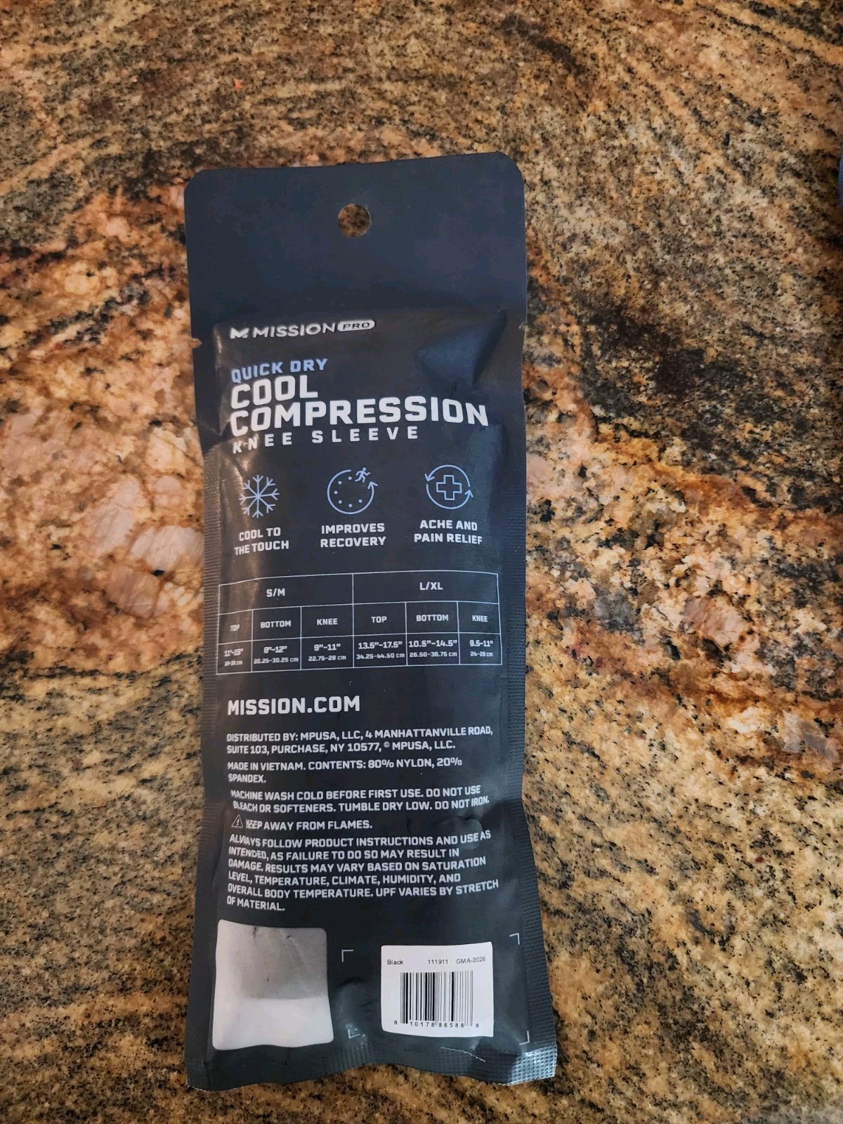 Mission Pro Quick Dry Cooling Compression Knee Sleeve, Black, Size L/XL- 2 Pack