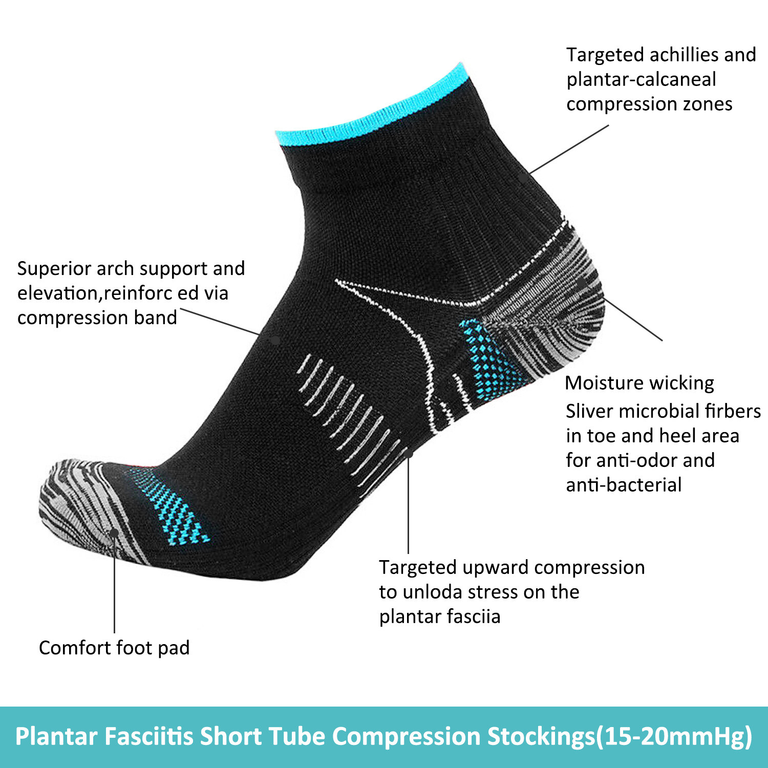Foot Pain Relief Compression Socks Ankle Support Sleeves Brace Plantar Fasciitis