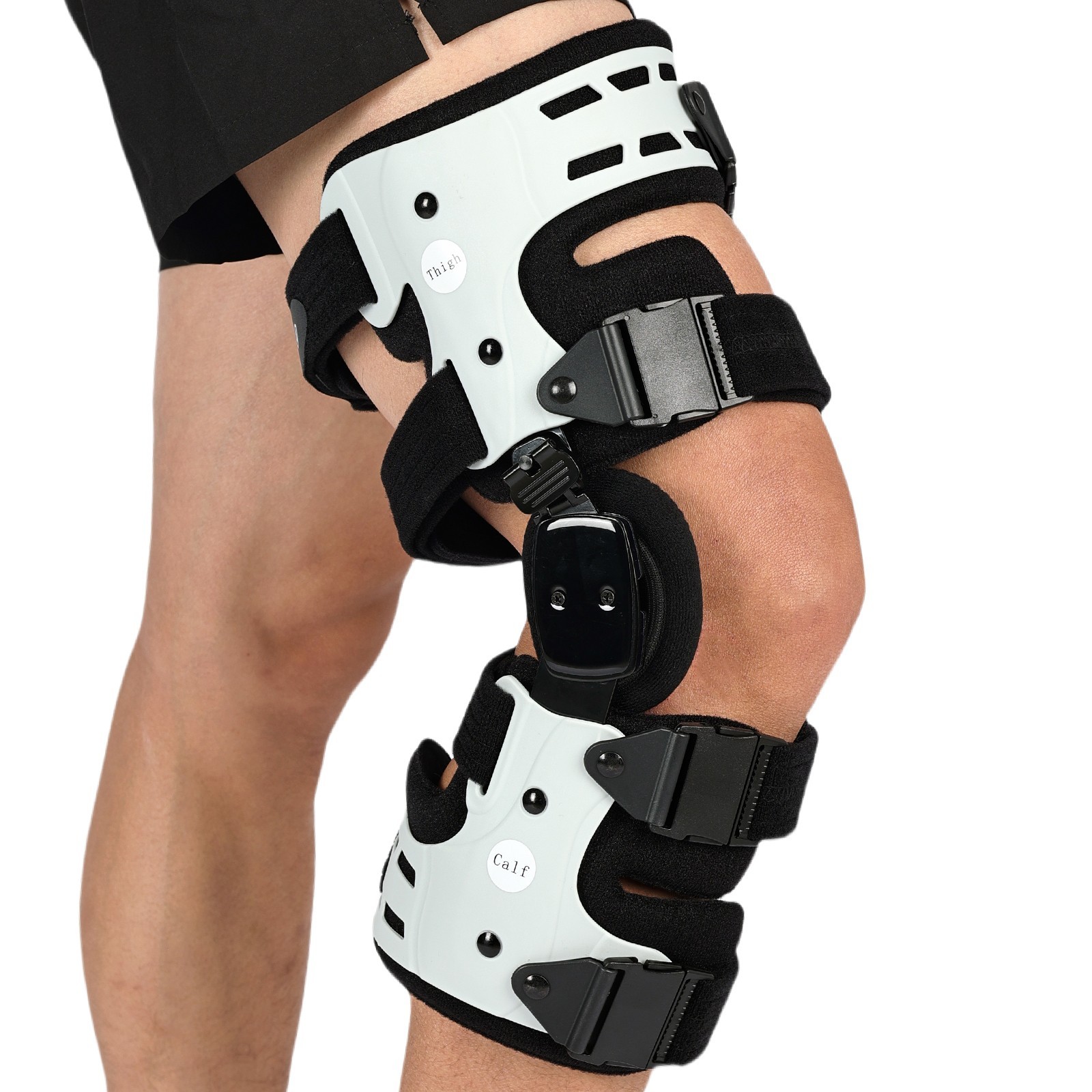 Osteoarthritis unloading brace, adjustable for decompression up and down stairs