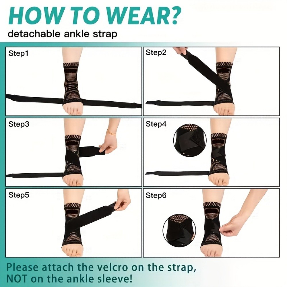 Adjustable Copper Compression Ankle Brace Support for Joint Pain & Sprain Relief