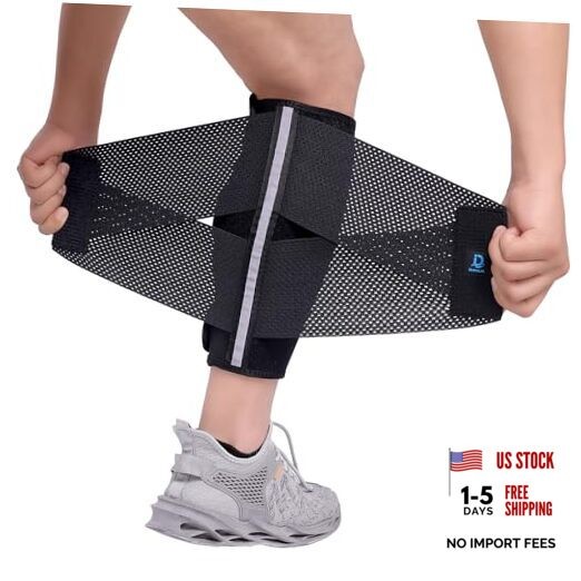 Calf Brace Compression Sleeve for Torn Calf Muscle fit Men & Women, L/XL Black