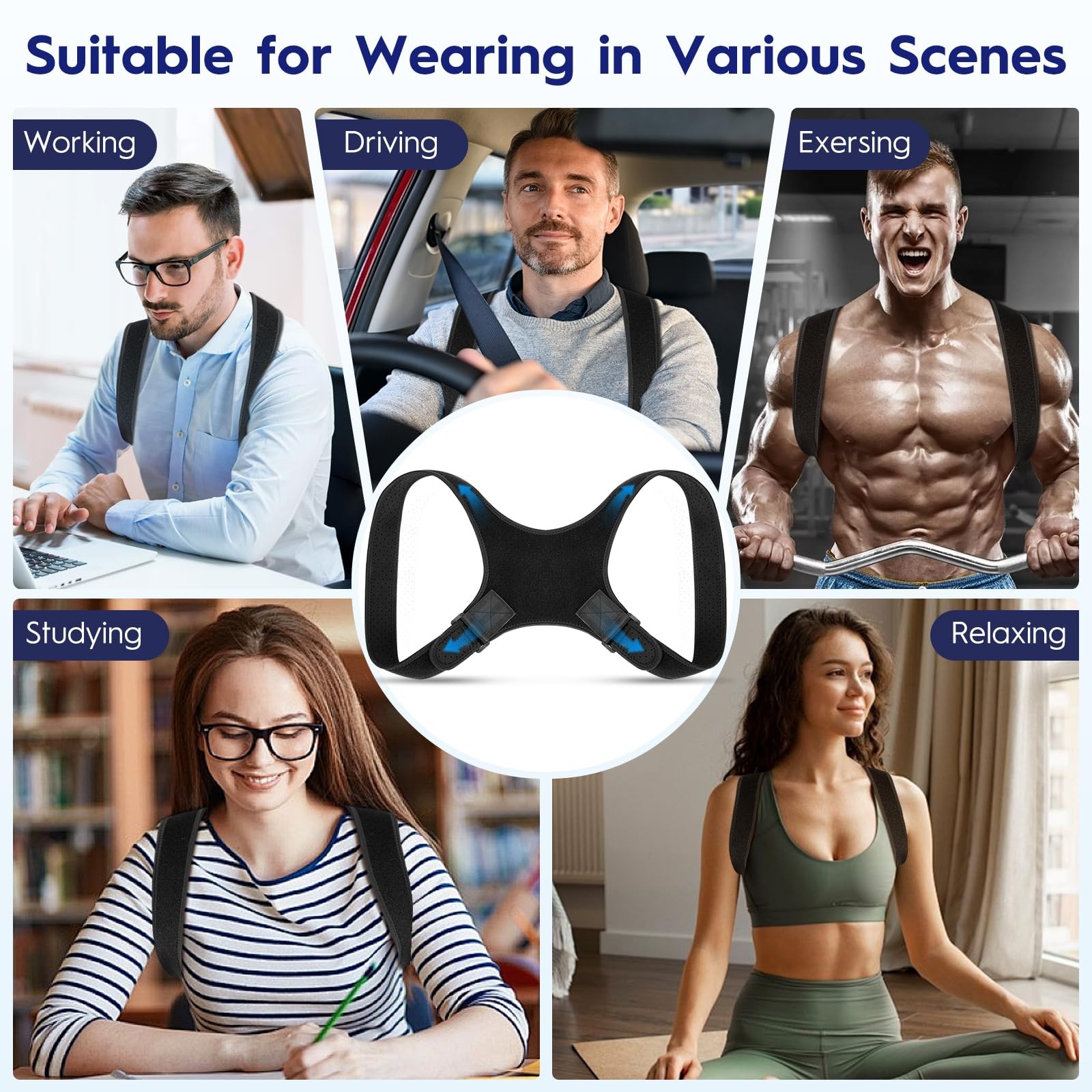 Aokyoo Back Brace Posture Corrector for Men – P0328001 One Size, Black