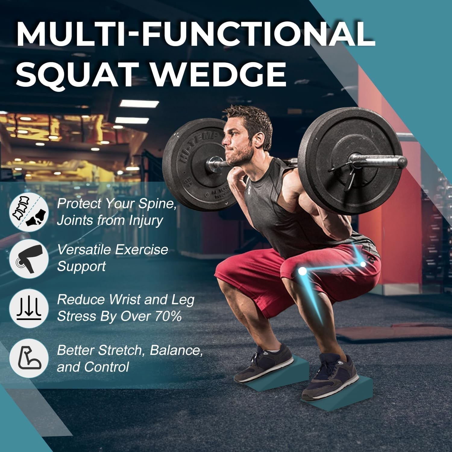 Joint-Supporting 2 Pack Squat Wedges for Safe Exercise & Posture Correction