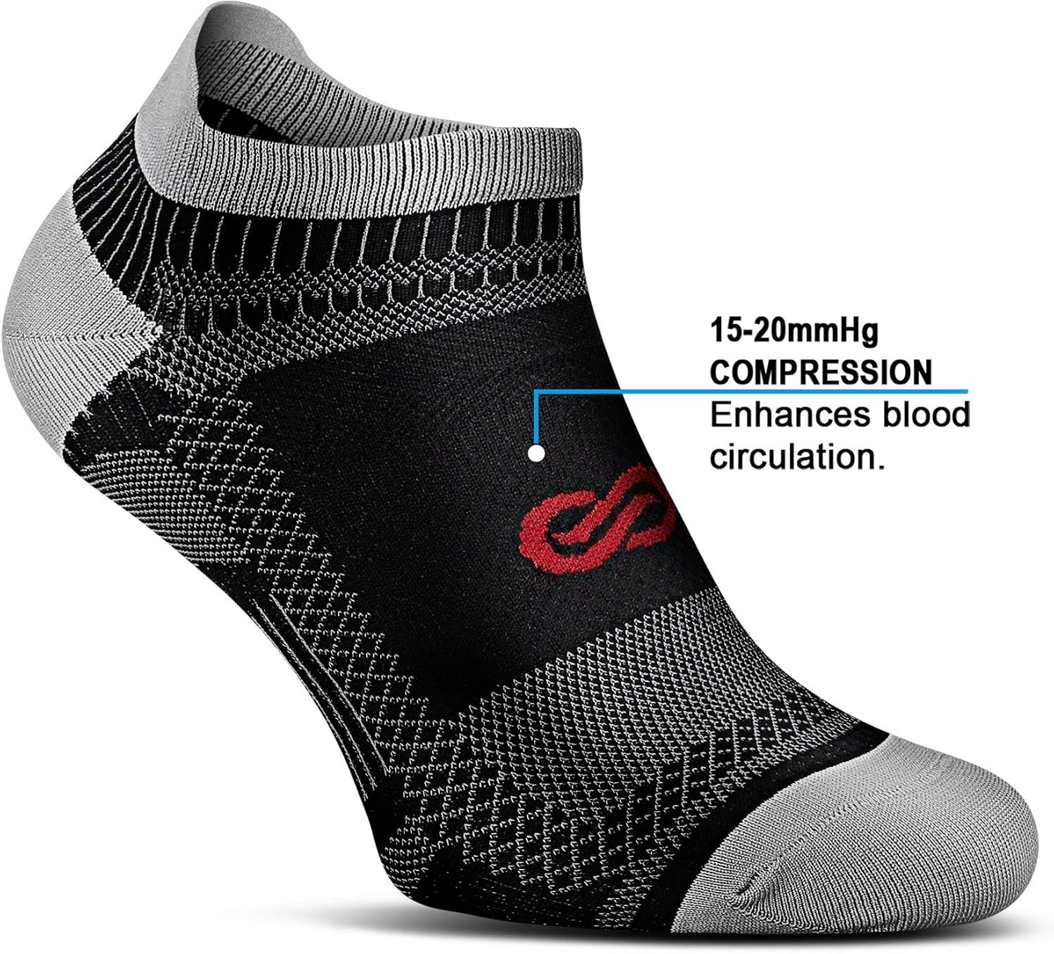 Ankle Compression Socks Nylon Spandex Large-XLarge for Running & Sports