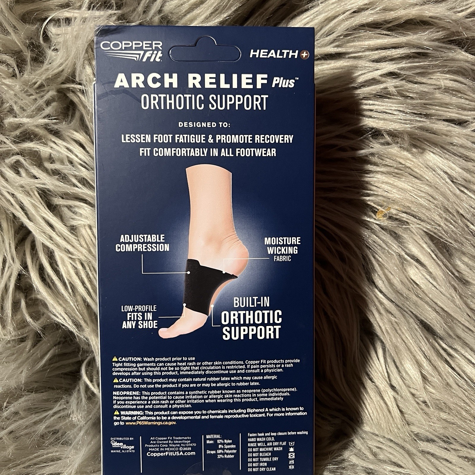 🆕 Copper Fit Health Unisex Arch Relief Plus Built-In Orthotic Support Black 🆕