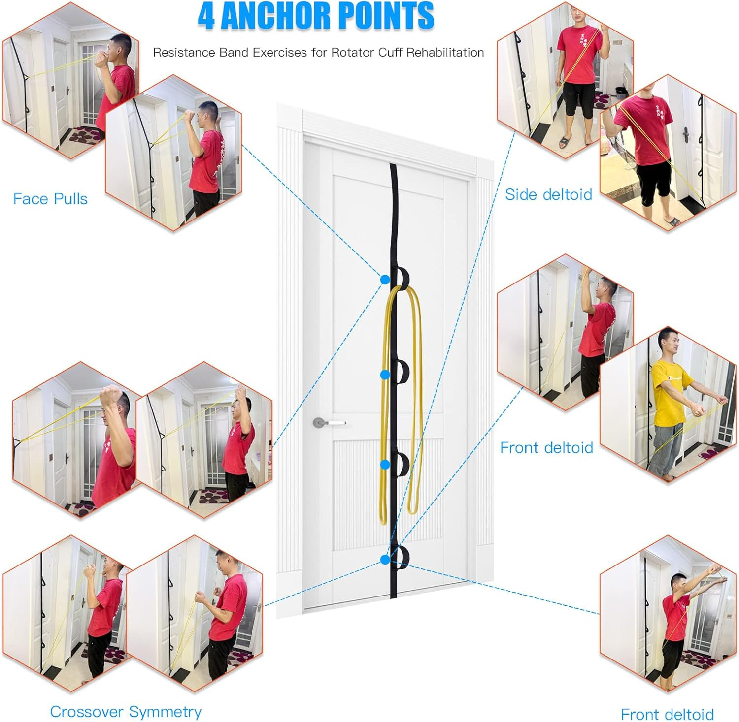 ATENTO Shoulder Rehab Pulley System with Foam Handles│Arm Pulley with Muti-Ancho