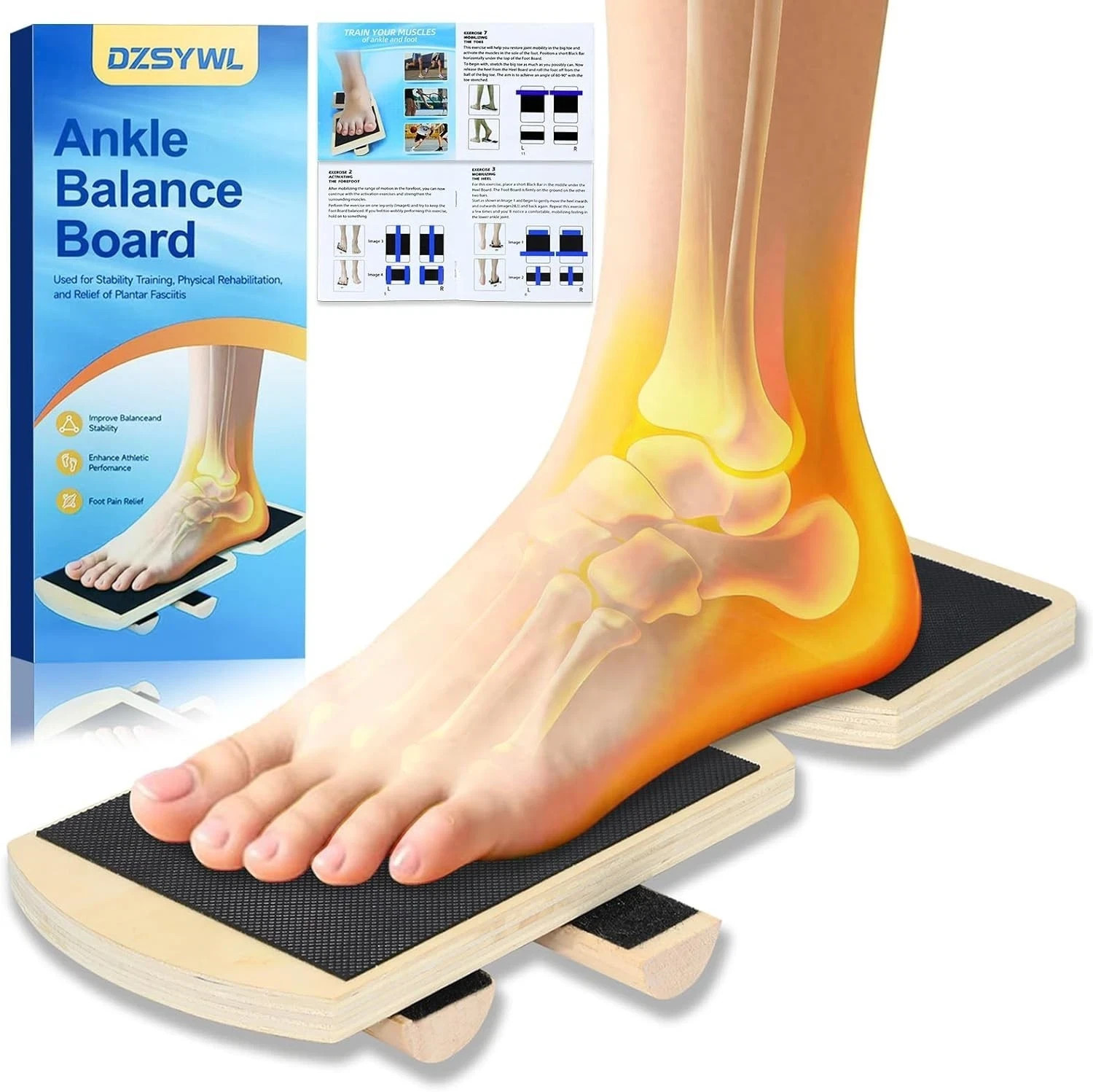 Ankle Board, Foot Strengthener, Axis Board, Single Leg Balance Board, Blackboard
