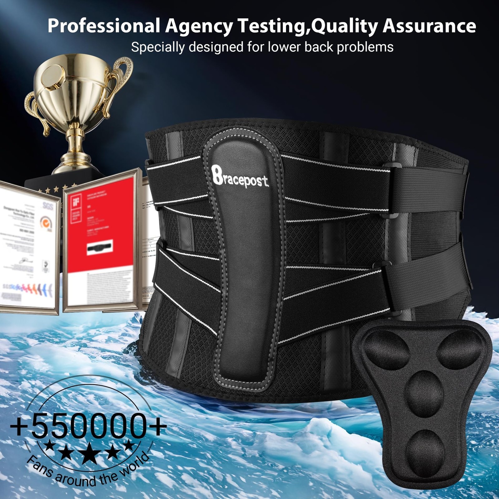 Back Brace For Lower Back Pain Women Men With 360°Support & Hot/Cold Compre