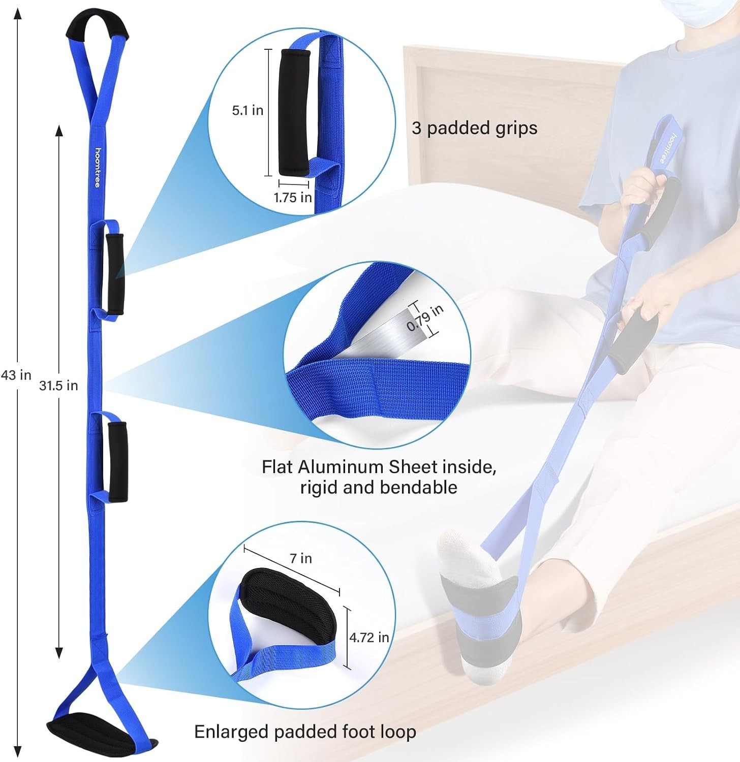 Independence-Boosting 43-Inch Leg Lifter Strap for Elderly & Mobility Aid Users