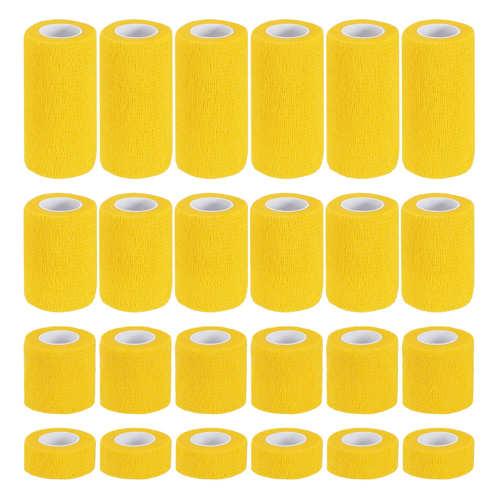 1″/2″/3″/4″ 24 Pcs 5 Yard Self Adhesive Bandage Wrap Self Tape Yellow