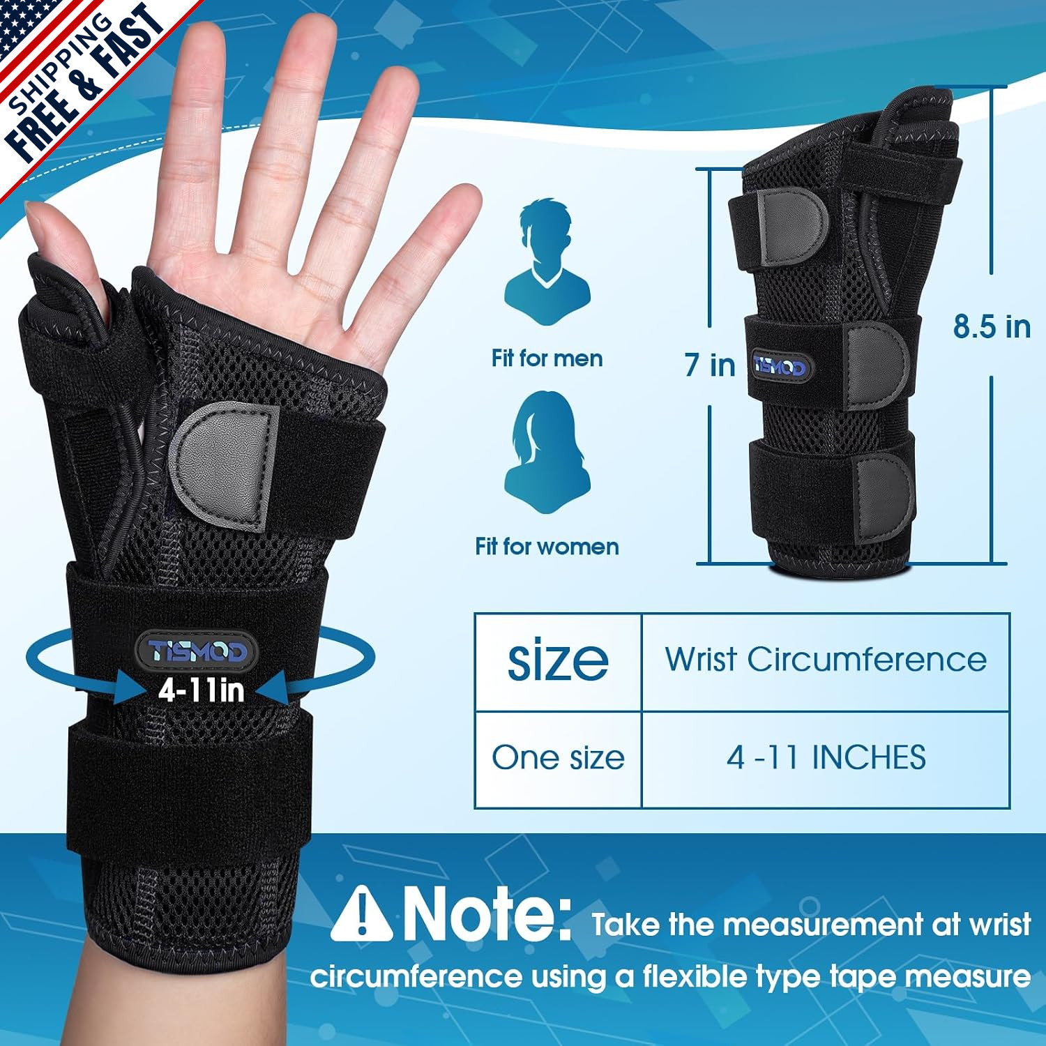 Adjustable Wrist Thumb Brace for Carpal Tunnel and De Quervain’s Support