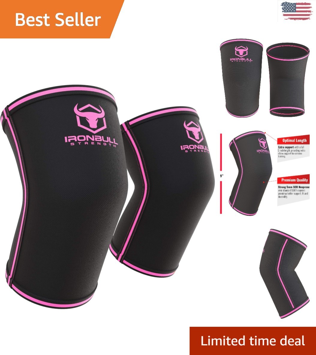 Elbow Compression Sleeves for Men & Women – 5mm Neoprene, Small Size, Black/Pink