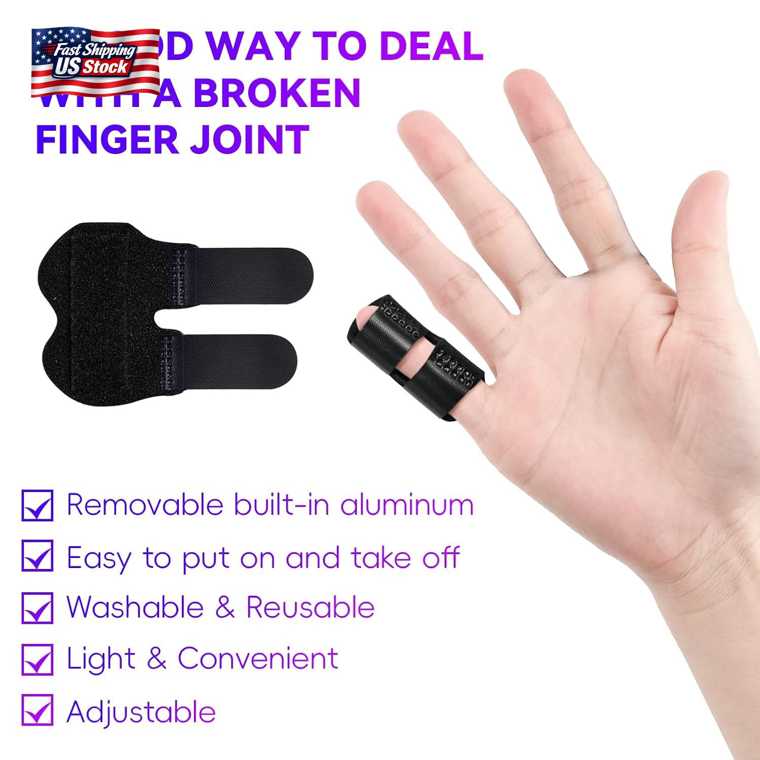 2 PCS Small Finger Splint, Adjustable Trigger Finger Splint, Straightener for Br