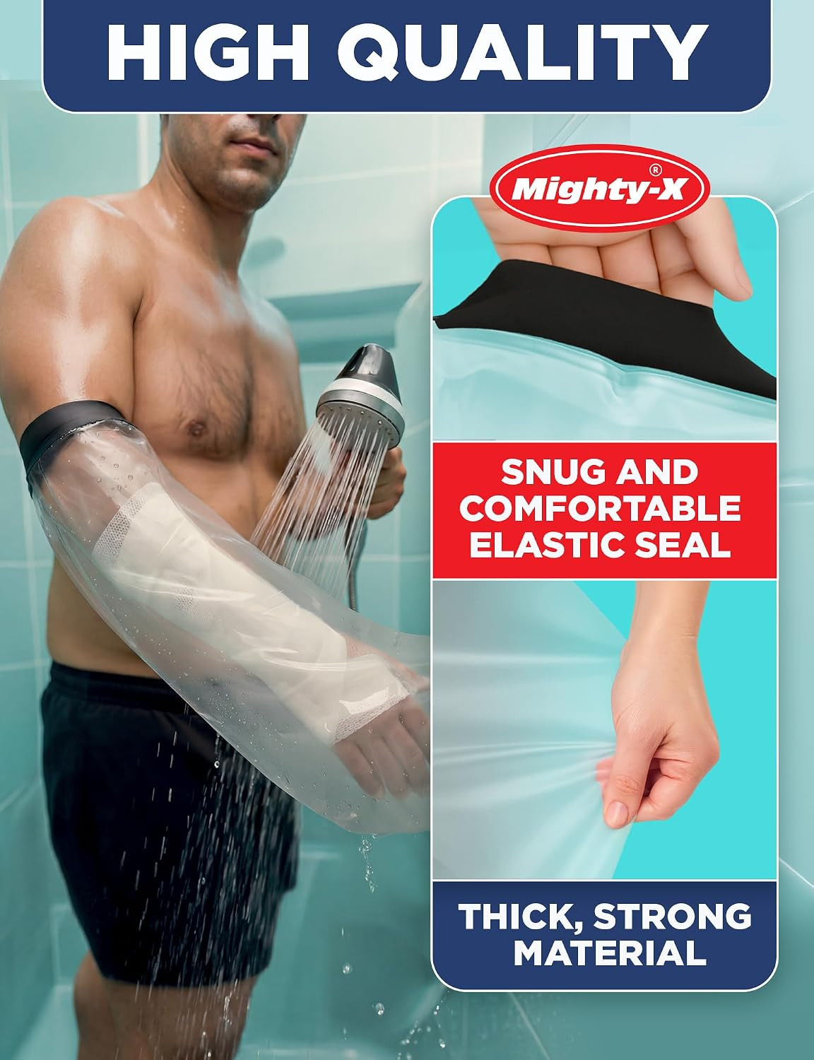 100% Waterproof Cast Covers for Shower Arm – Tight Seal – Reusable Adult Half Ar