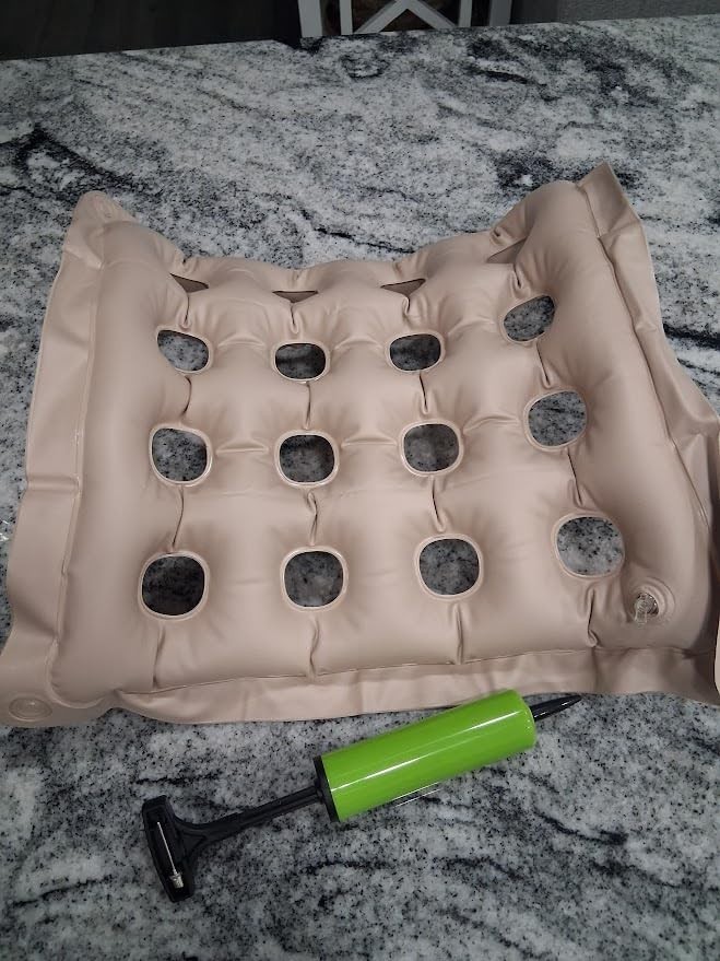Medical Wheelchair Cushion Air Pad Donut Pressure Relief 17×17 Pump Beige New US