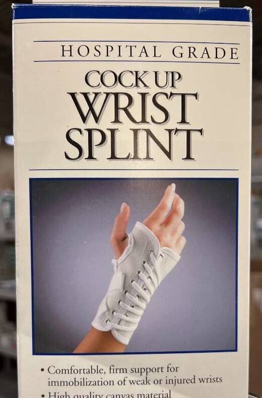FLA Canvas Cock-Up Wrist Splint, Lace Up 6″, Beige – Right, X-Small