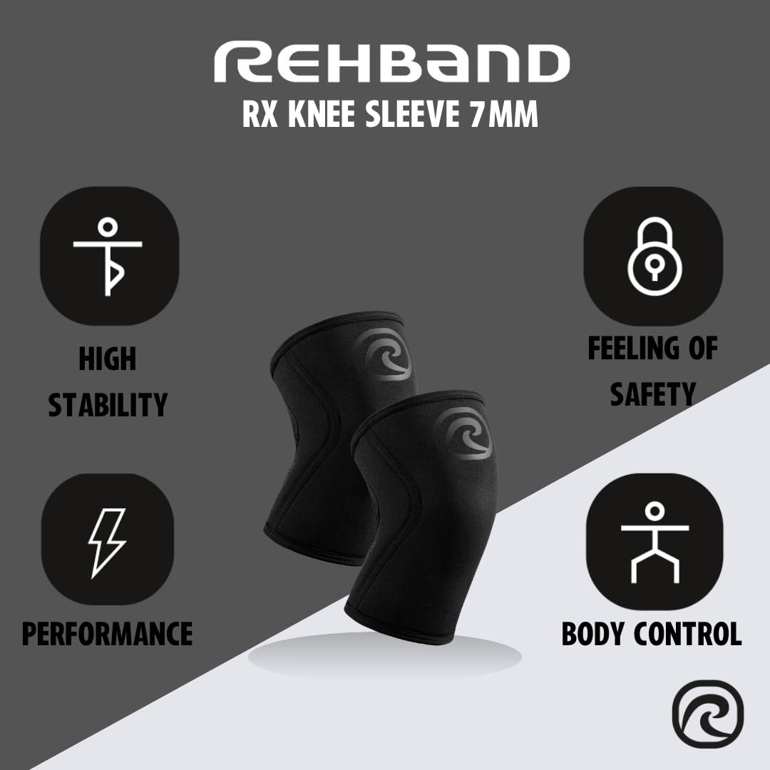 Rehband RX Knee Support 7mm Neoprene Sleeve Carbon/Black X-Small