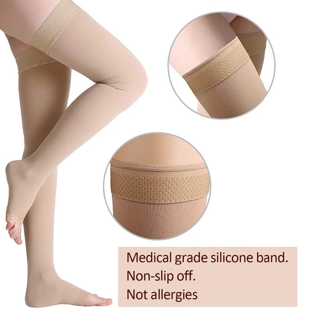Compression Socks Thigh High Open Toe,20-30 mmHg Stockings Varicose Veins Travel