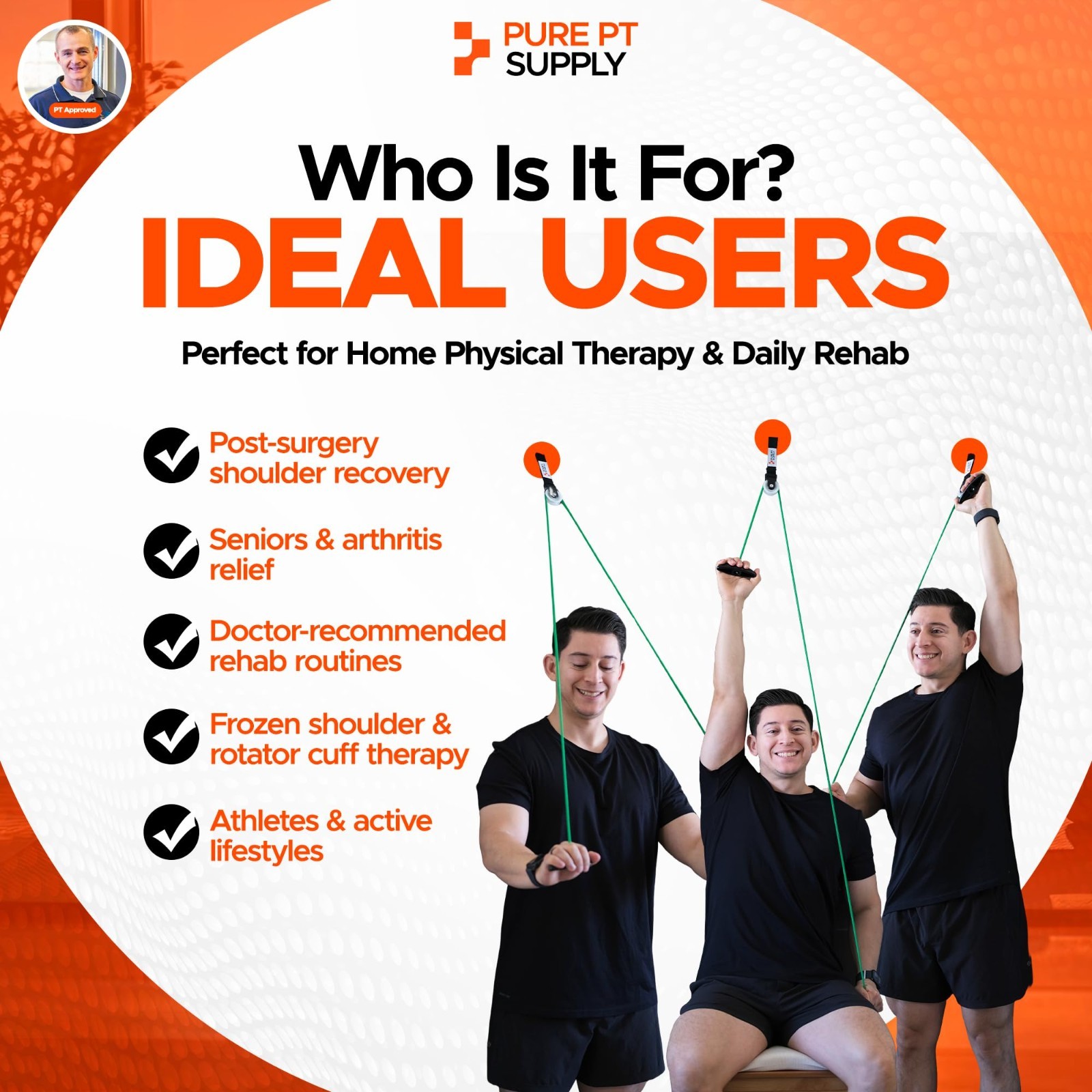 Shoulder Pulley for Physical Therapy – Over-the-Door Rehab System, Strong Handle