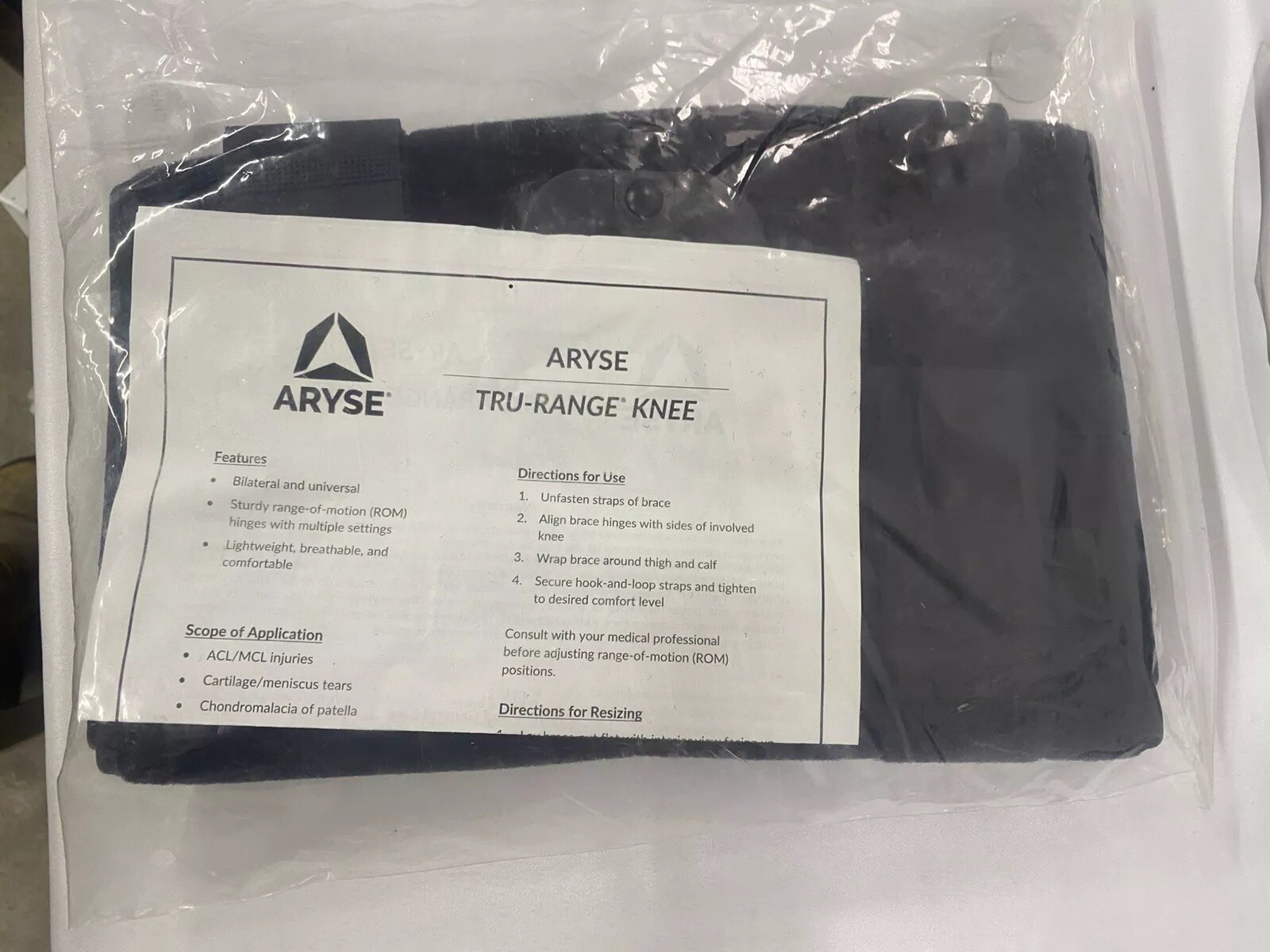 ARYSE TRU-RANGE KNEE ( ROM Knee Brace ) Universal Knee Brace. L1833