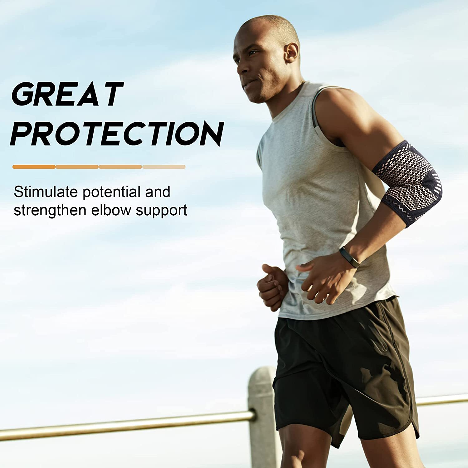 Copper Elbow Brace Compression Support Sleeve Arthritis Tendonitis Men & Women