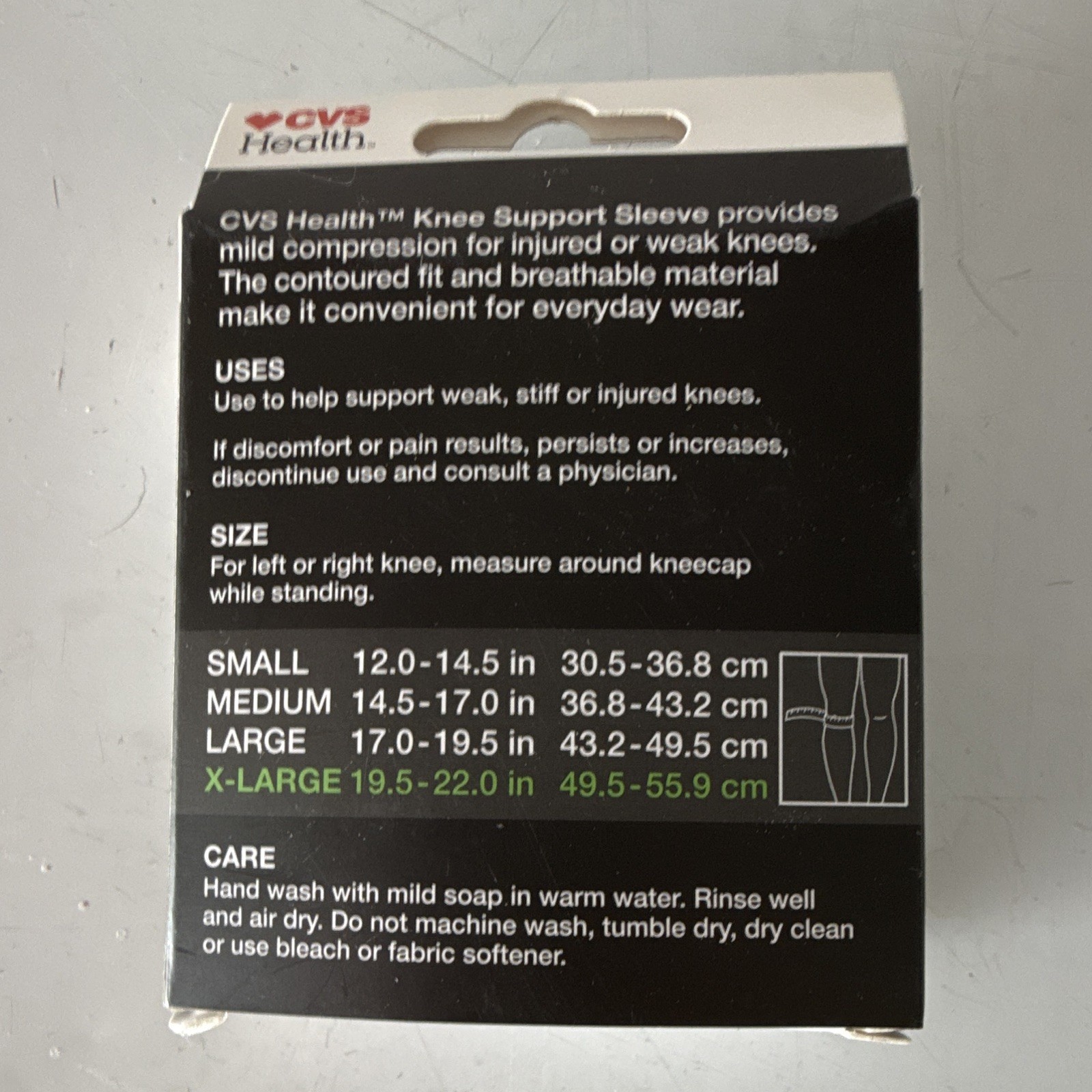 CVS Health Knee Support Sleeve, Breathable, XL, Gray/Black
