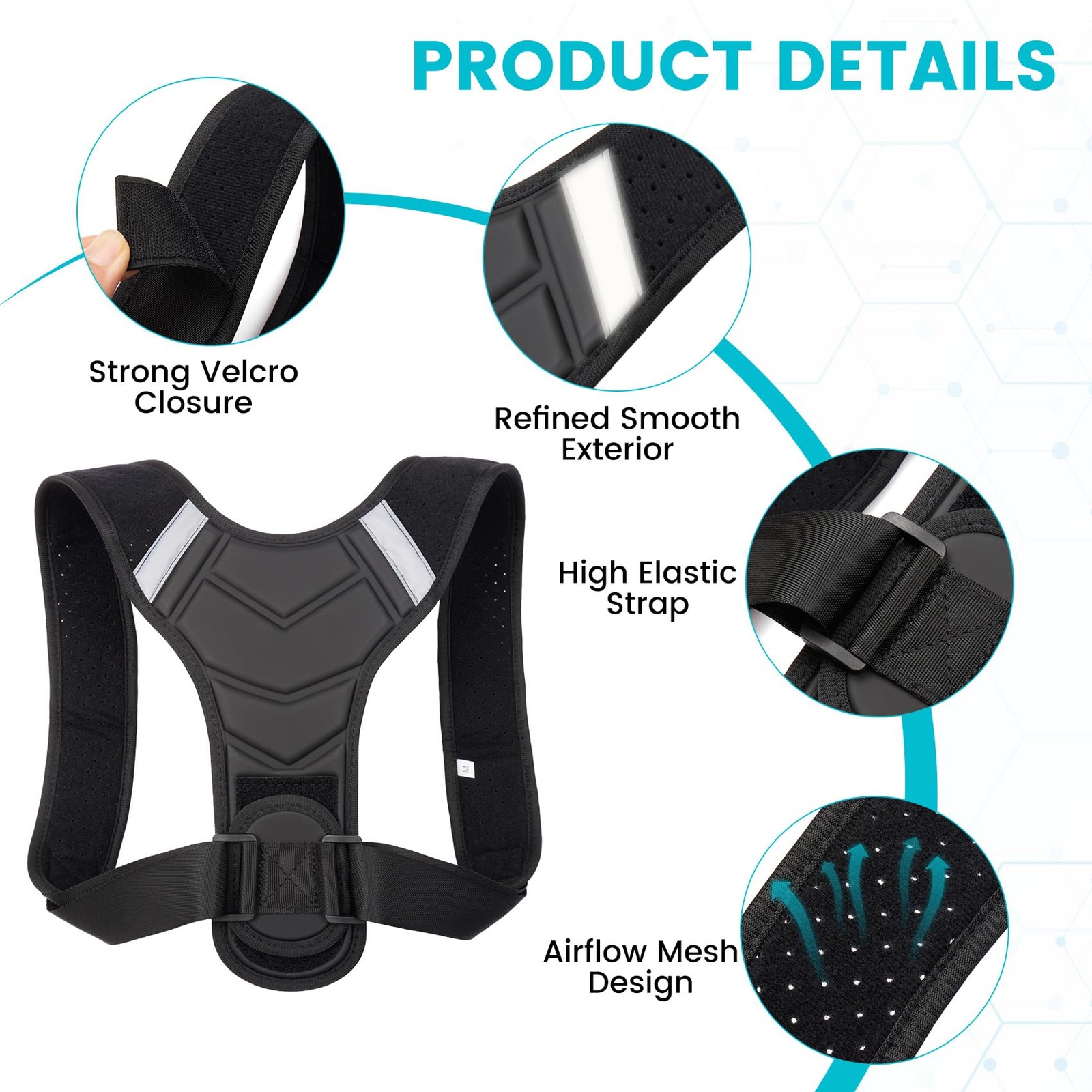 Origintek Posture Corrector for Men & Women, Adjustable Back Large, Black