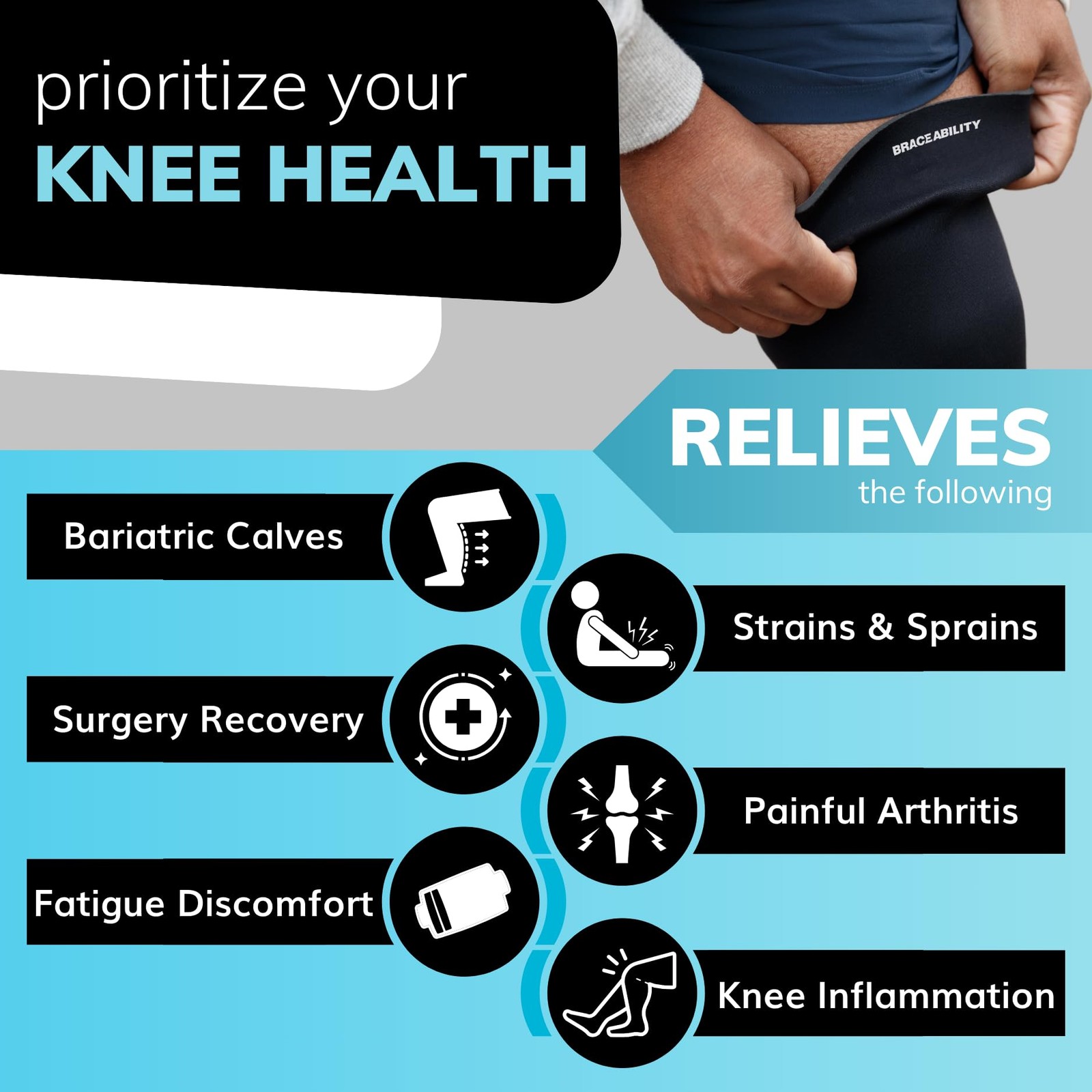 BraceAbility Plus Size Neoprene Knee Sleeve – Compression Support Brace for B…