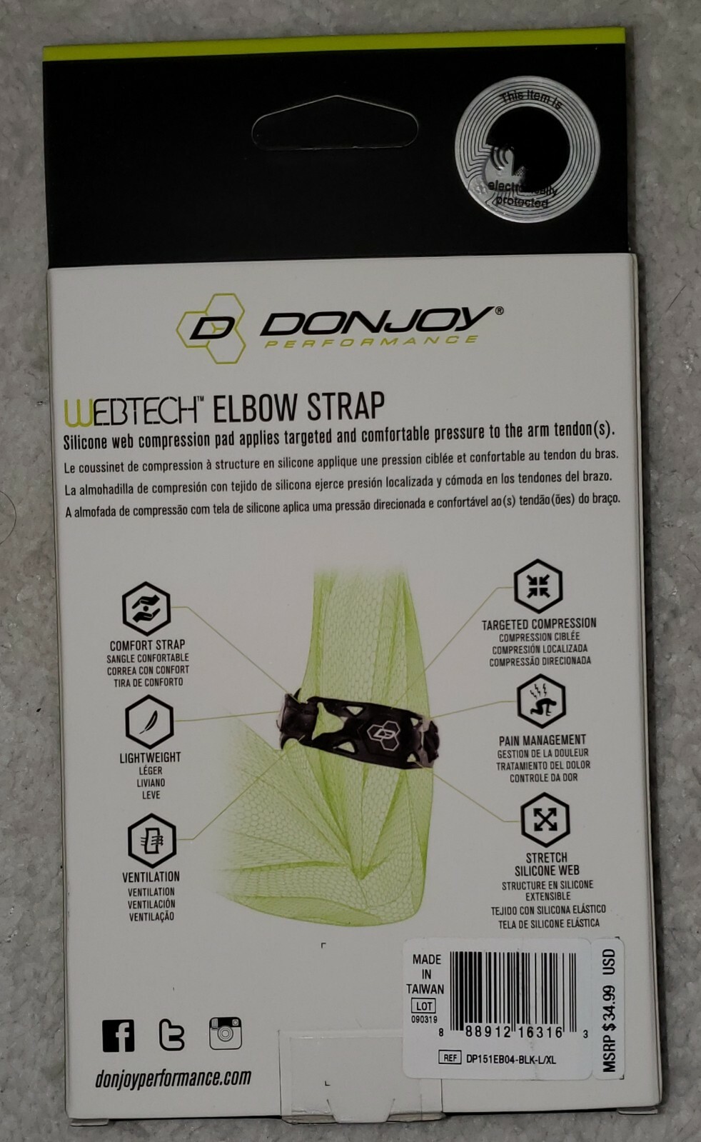 DonJoy Performance ☆ Webtech ELBOW STRAP Black S / M ☆ TENNIS / GOLFERS ELBOW