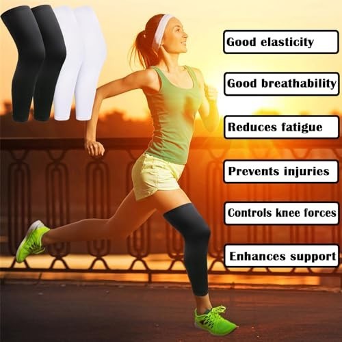 2 Pairs Leg Sleeves,Full Leg Compression Sleeve for Men Women,Long Knee Sleev…