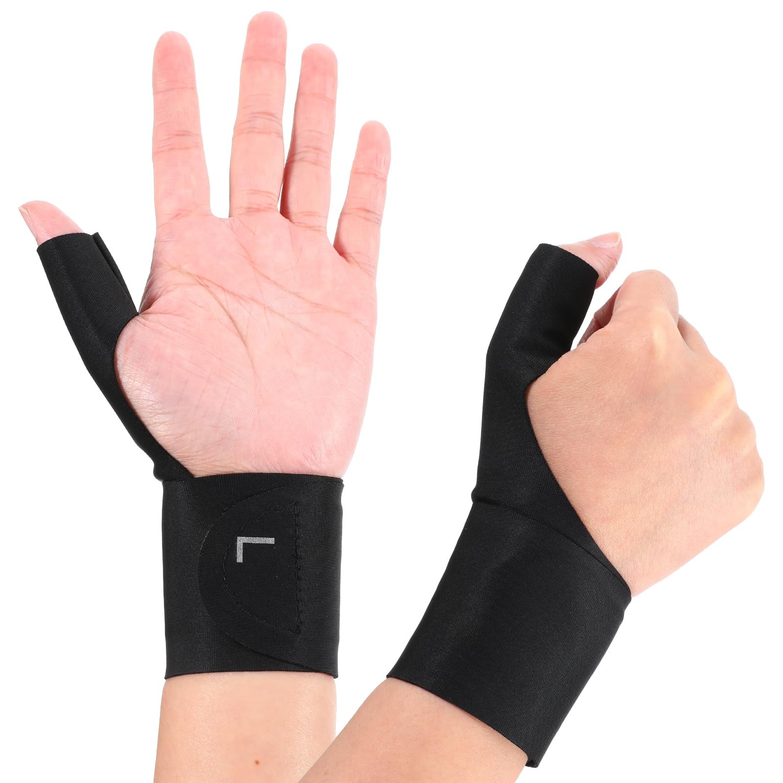 Wanmu 2 Pcs Thumb Wrist Brace Compression Sleeve, Elastic Protector Black