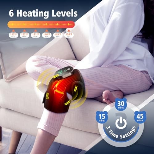 Cordless Heated Knee Brace for Pain Relief, Rechargeable Heating Knee Brace