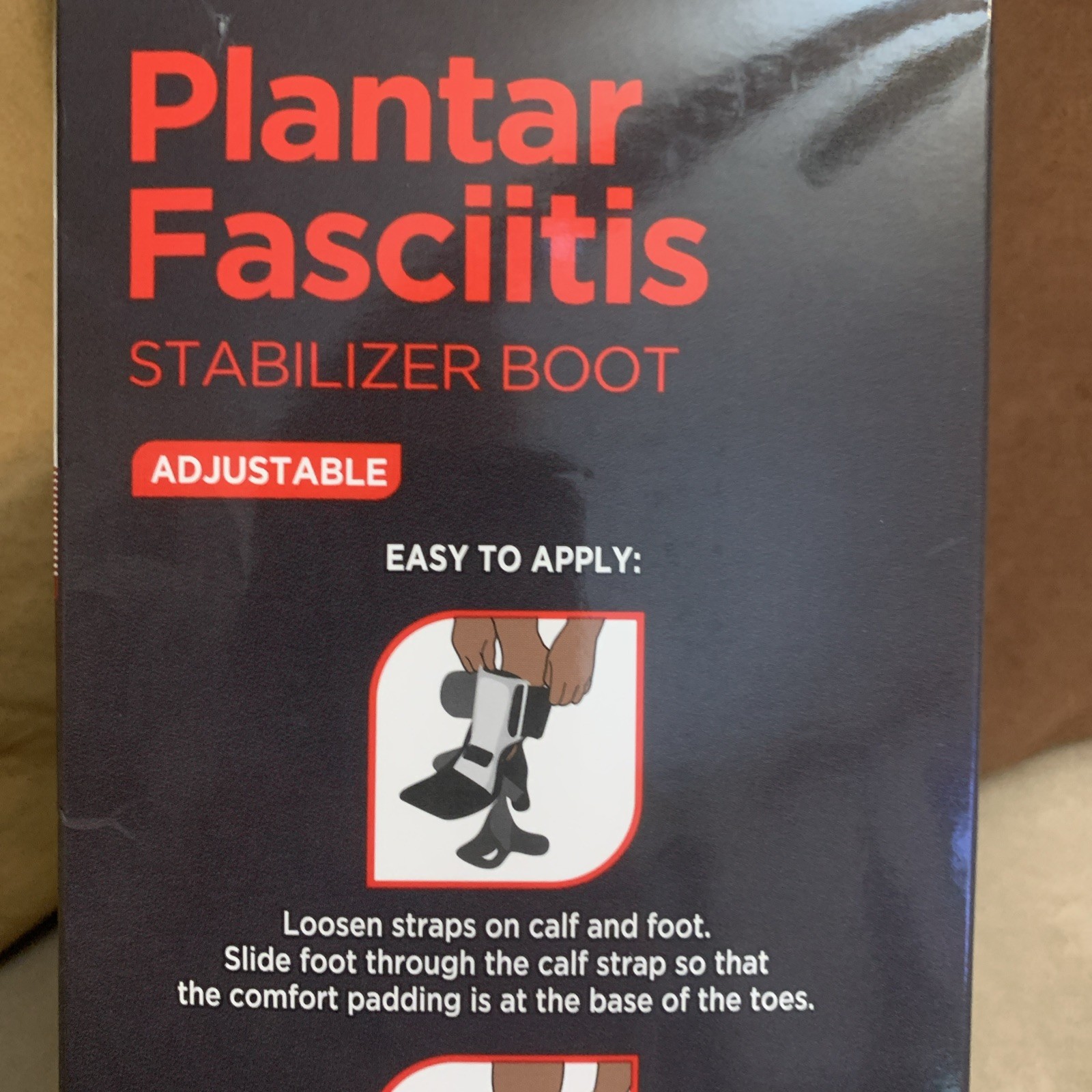 Equate Plantar Fasciitis Stablizer Black Brace Boot Adjustable One Size New