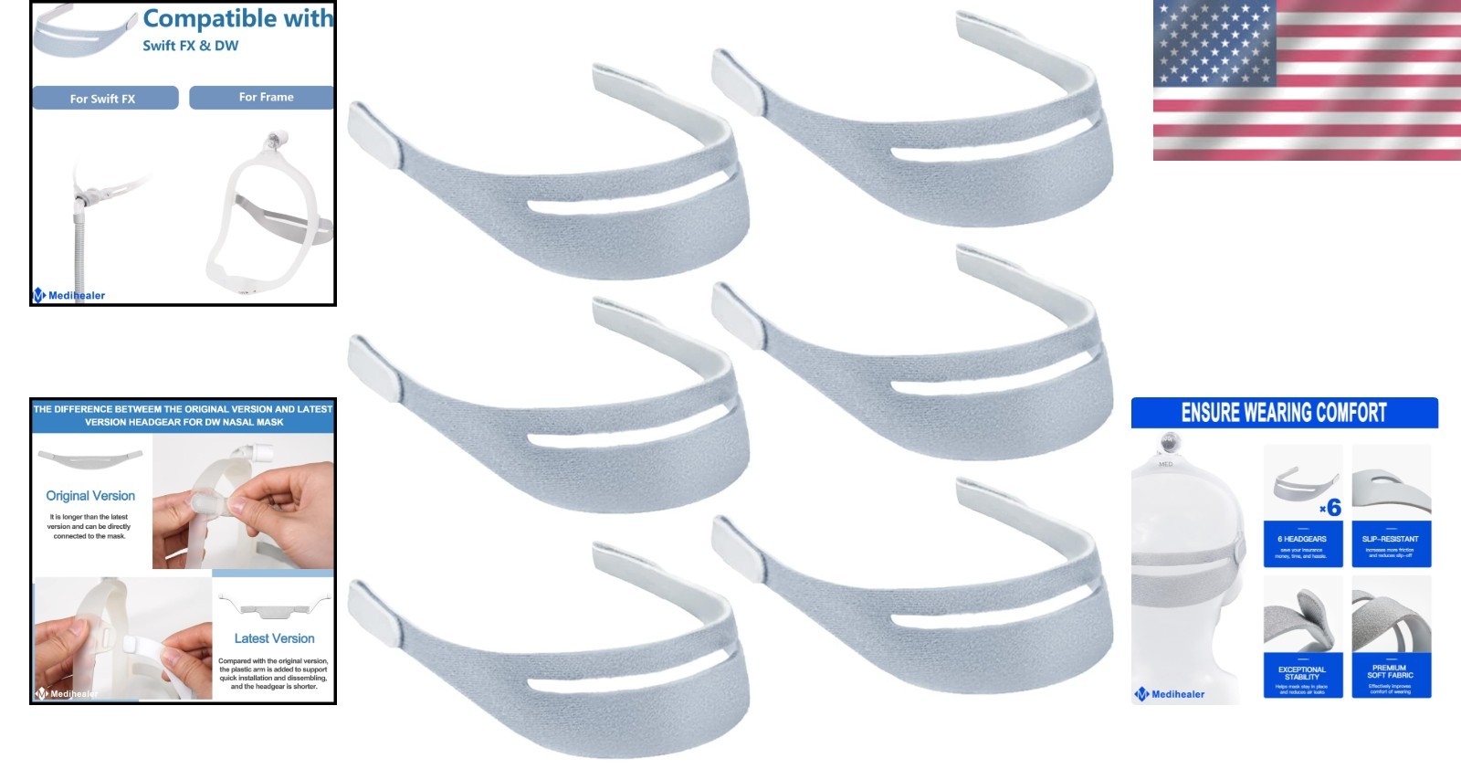 High-Quality 6-Pack Headgear Straps for DreamWear – Comfort & Control Assured