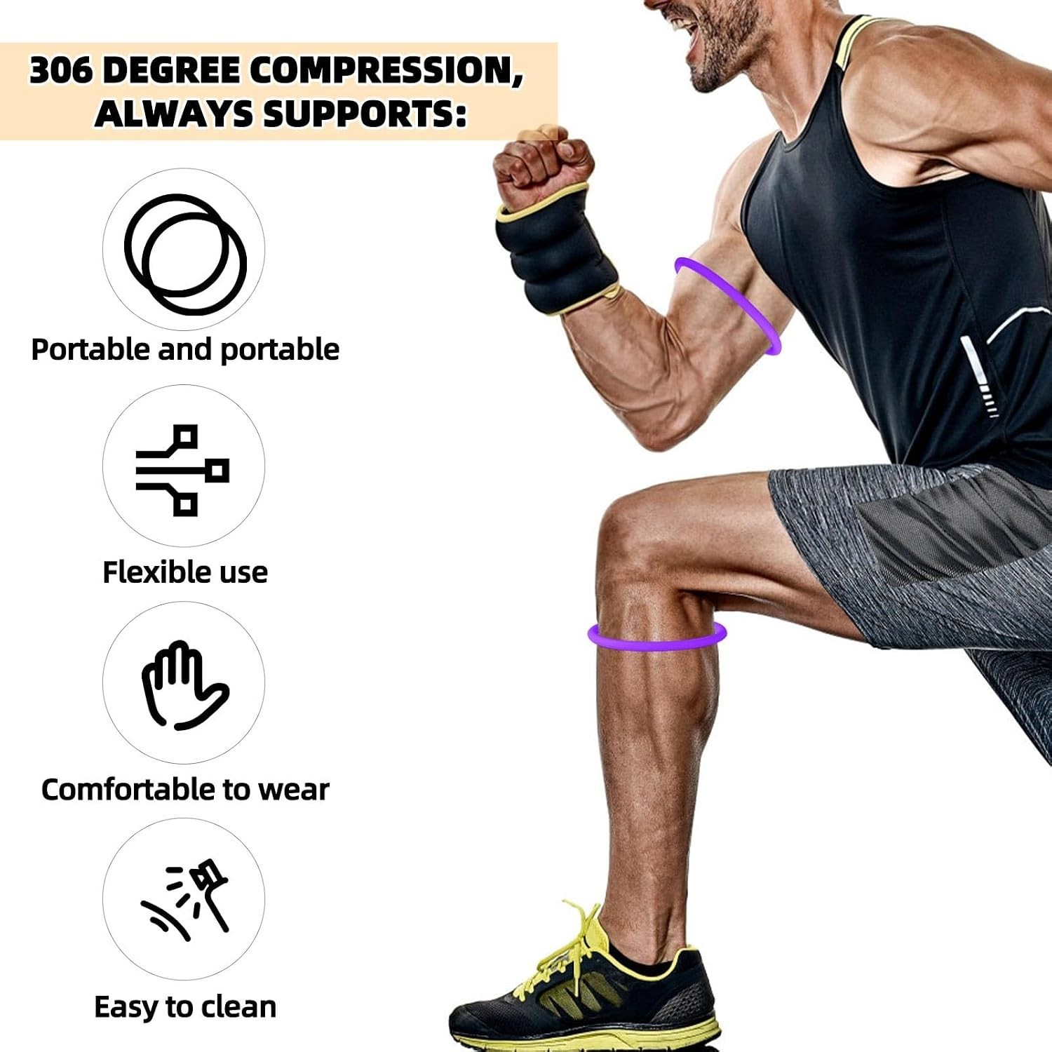 4pcs Patellar Tendon Support Strap, Silicone Patella Band Elastic Stabilizer …