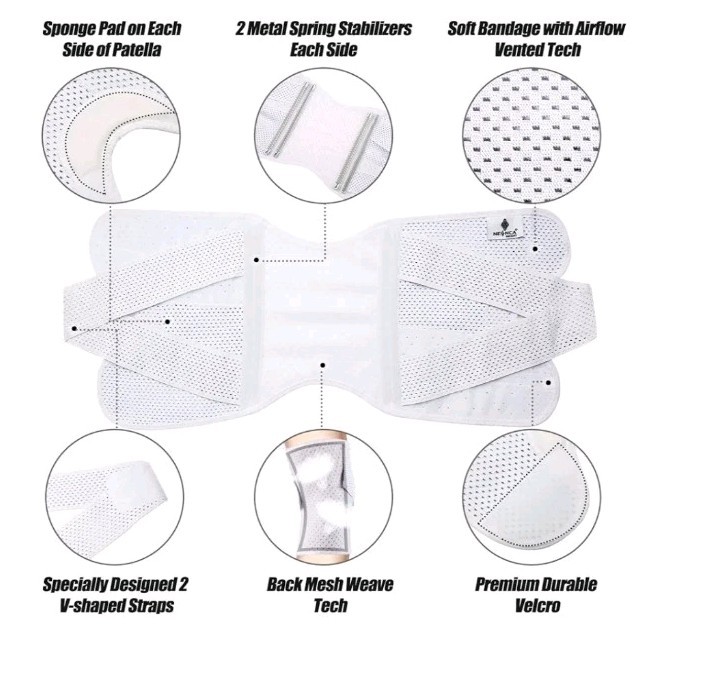 Neenca XXL White, Knee Brace Compression Knee Support with Air Mesh Fabric