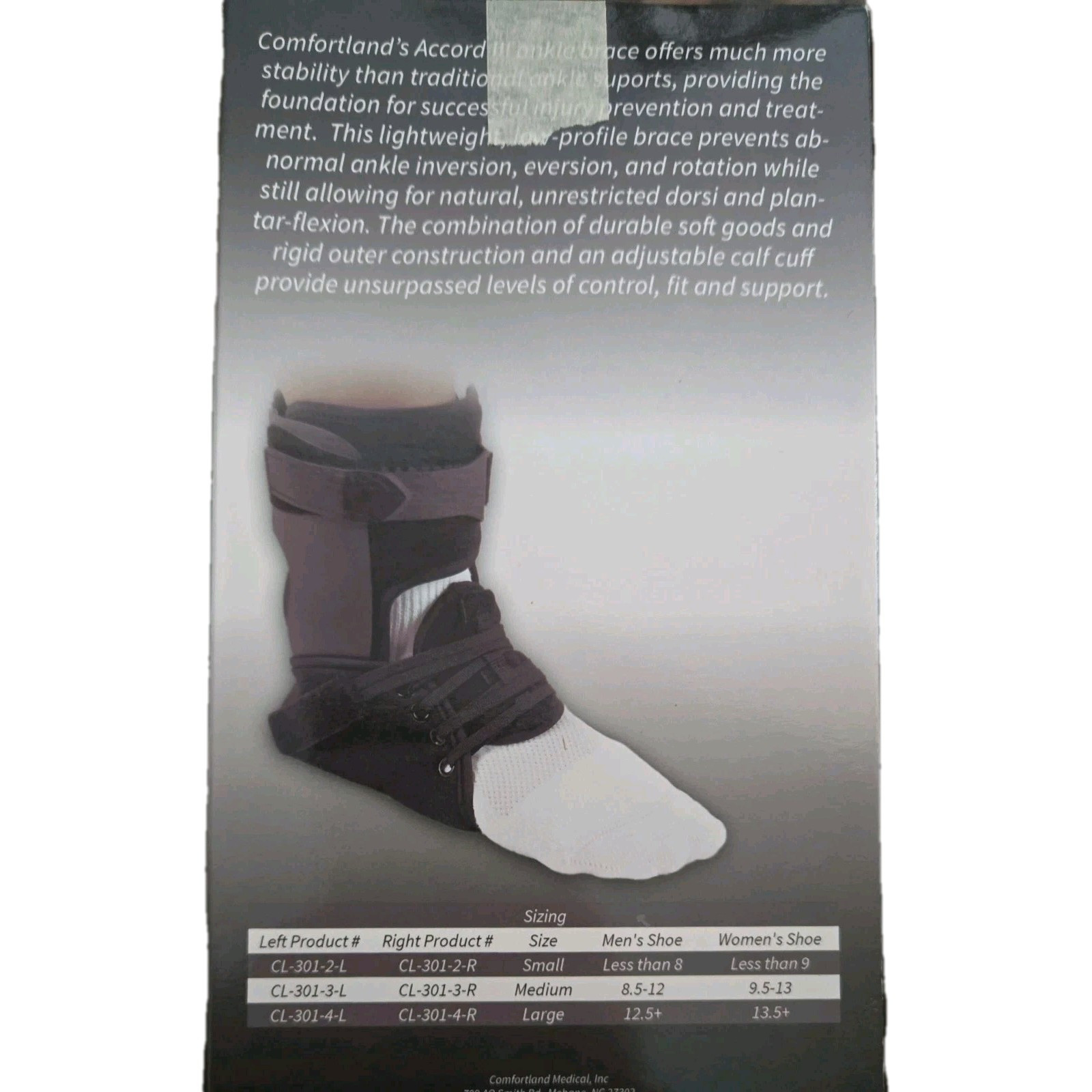 New Comfortland Accord Ankle Brace III Medium RIGHT Foot CL-301-3 $29.95+ offers