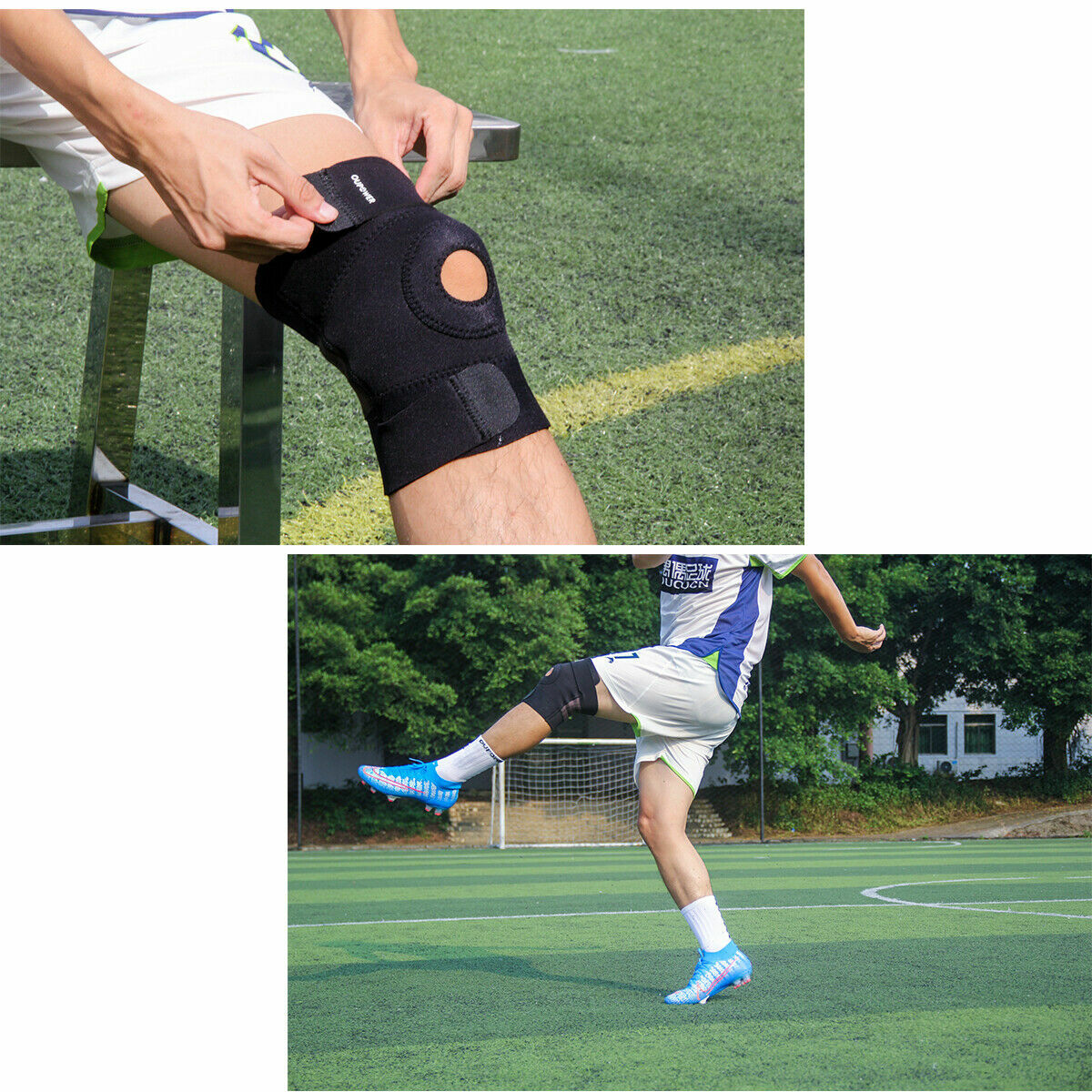 1PC OUPOWER Adjustable Sports Training Elastic Knee Support Brace Kneepad Black